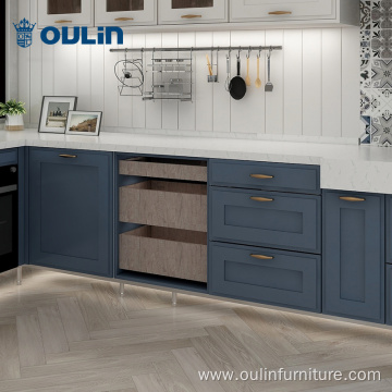 wooden blue kitchen storage furniture cabinet